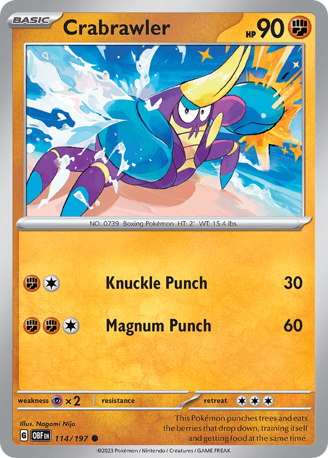 Carta Crabrawler 114/197 do set Obsidian Flames — Pokémon TCG | Bynx