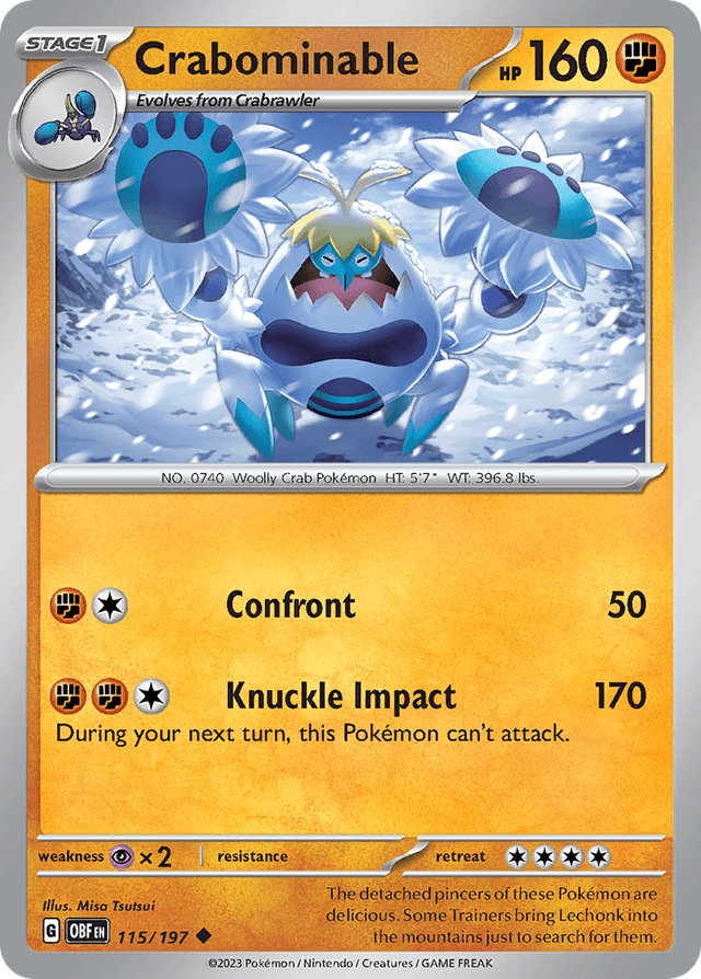 Carta Crabominable 115/197 do set Obsidian Flames — Pokémon TCG | Bynx