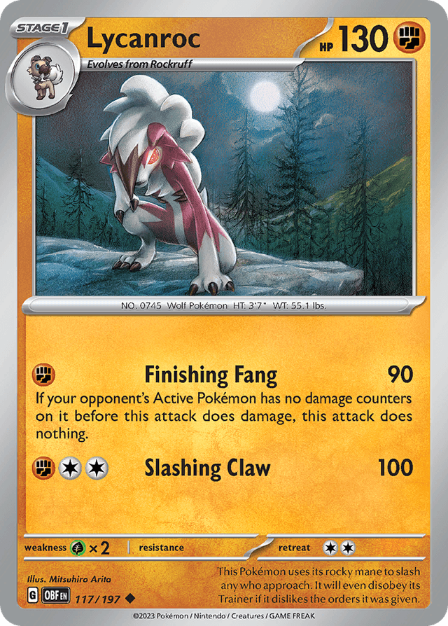 Carta Lycanroc 117/197 do set Obsidian Flames — Pokémon TCG | Bynx