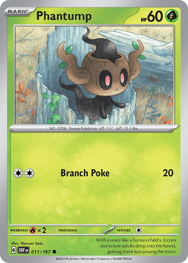 Carta Phantump 11/197 do set Obsidian Flames — Pokémon TCG | Bynx