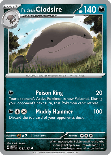 Carta Paldean Clodsire 128/197 do set Obsidian Flames — Pokémon TCG | Bynx
