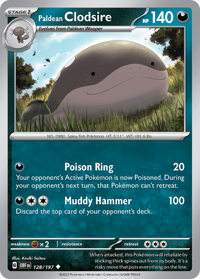 Carta Paldean Clodsire 128/197 do set Obsidian Flames — Pokémon TCG | Bynx