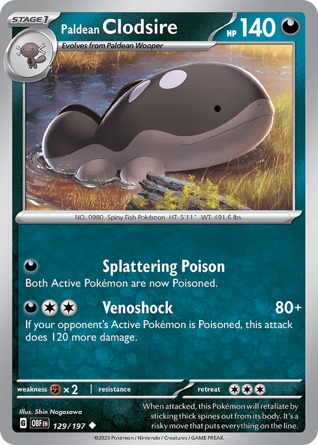 Carta Paldean Clodsire 129/197 do set Obsidian Flames — Pokémon TCG | Bynx