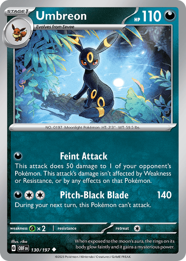 Carta Umbreon 130/197 do set Obsidian Flames — Pokémon TCG | Bynx