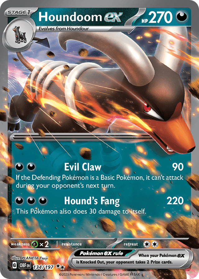 Carta Houndoom ex 134/197 do set Obsidian Flames — Pokémon TCG | Bynx