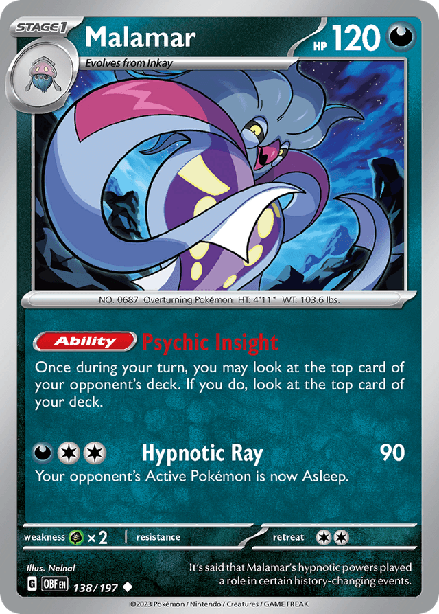 Carta Malamar 138/197 do set Obsidian Flames — Pokémon TCG | Bynx