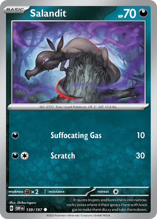 Carta Salandit 139/197 do set Obsidian Flames — Pokémon TCG | Bynx