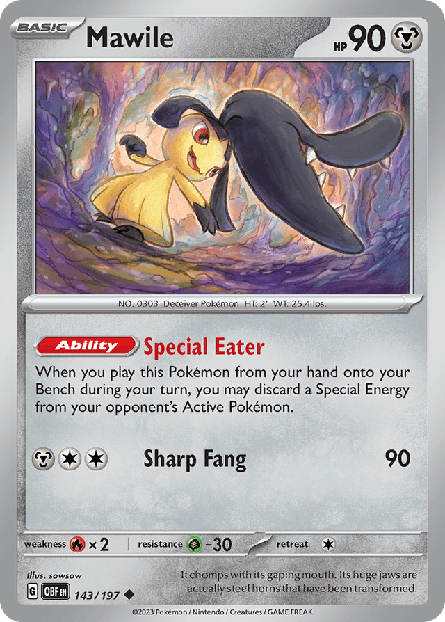 Carta Mawile 143/197 do set Obsidian Flames — Pokémon TCG | Bynx