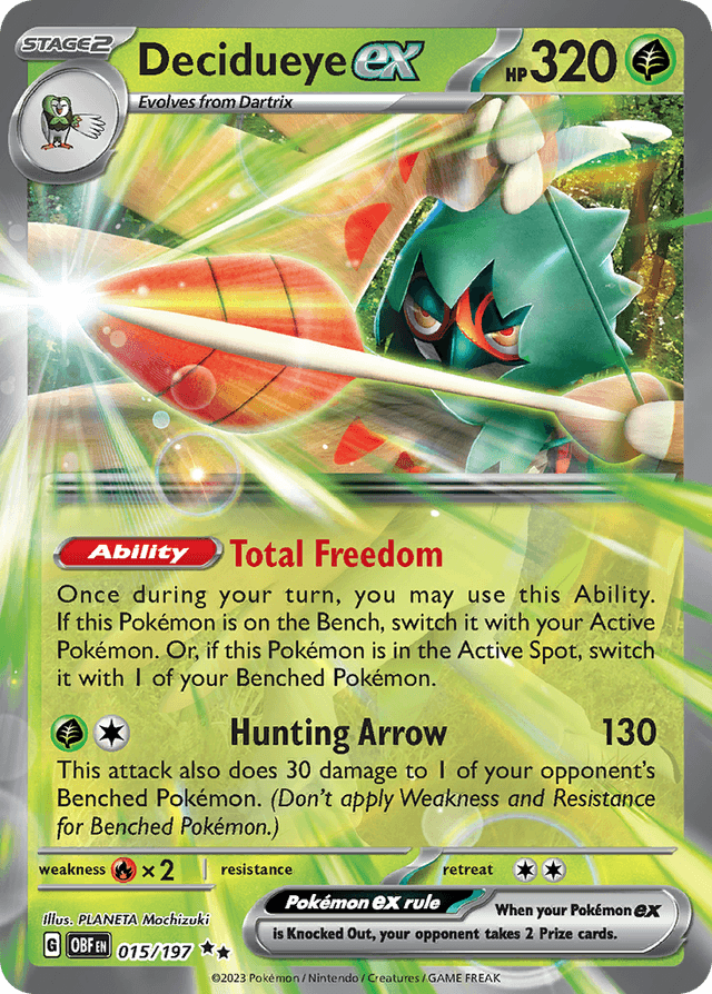 Carta Decidueye ex 15/197 do set Obsidian Flames — Pokémon TCG | Bynx