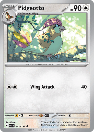 Carta Pidgeotto 163/197 do set Obsidian Flames — Pokémon TCG | Bynx