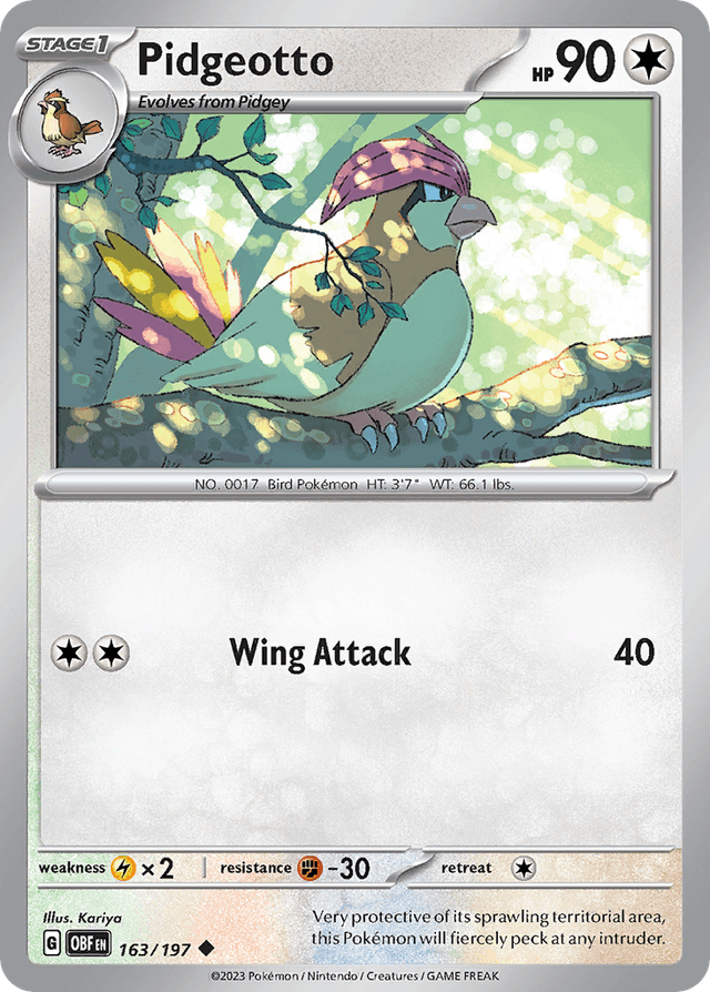 Carta Pidgeotto 163/197 do set Obsidian Flames — Pokémon TCG | Bynx