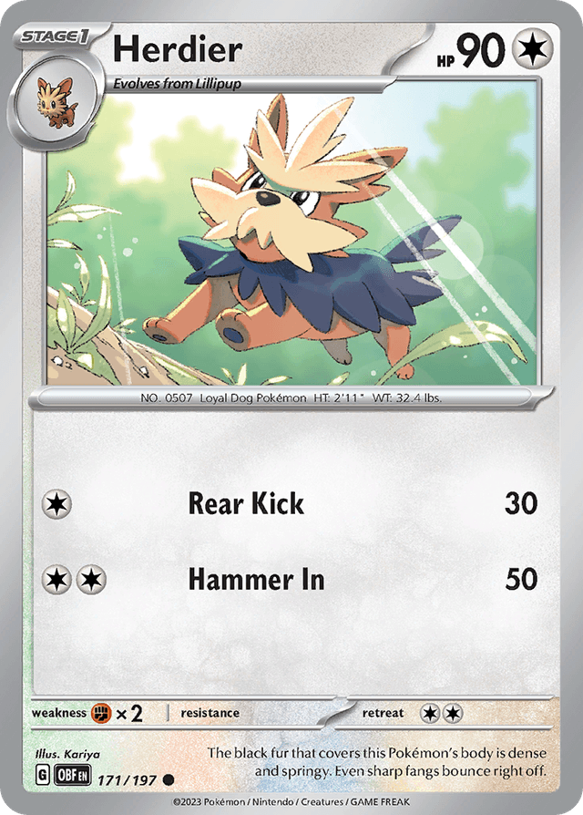 Carta Herdier 171/197 do set Obsidian Flames — Pokémon TCG | Bynx