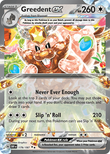 Carta Greedent ex 179/197 do set Obsidian Flames — Pokémon TCG | Bynx