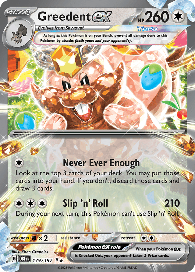 Carta Greedent ex 179/197 do set Obsidian Flames — Pokémon TCG | Bynx