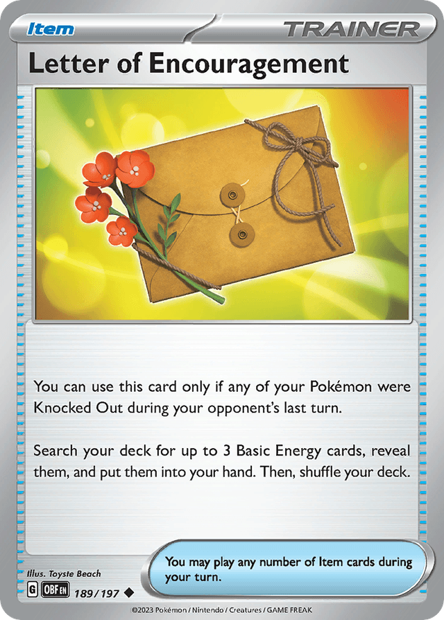 Carta Letter of Encouragement 189/197 do set Obsidian Flames — Pokémon TCG | Bynx
