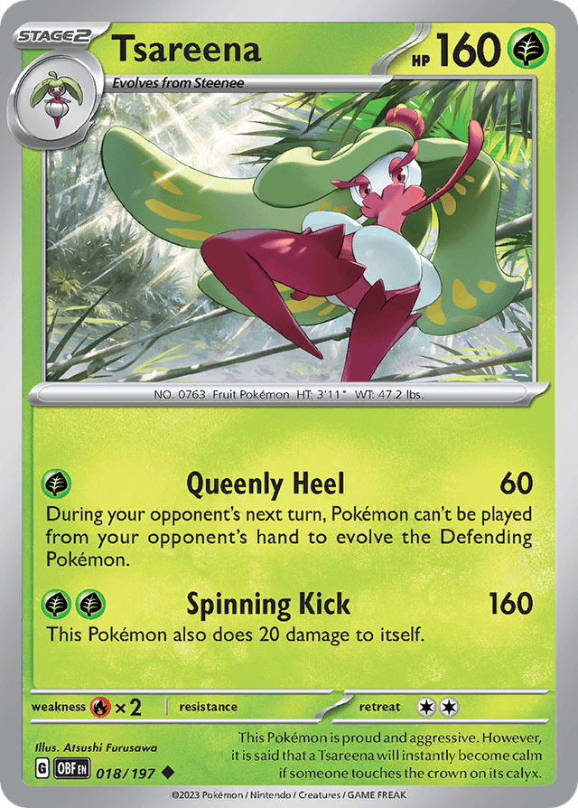 Carta Tsareena 18/197 do set Obsidian Flames — Pokémon TCG | Bynx