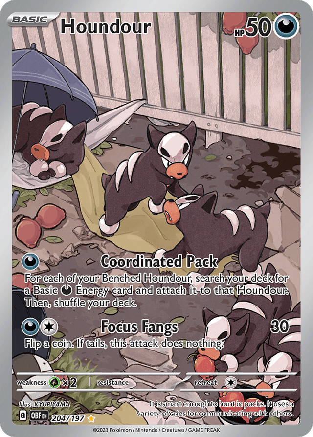 Carta Houndour 204/197 do set Obsidian Flames — Pokémon TCG | Bynx