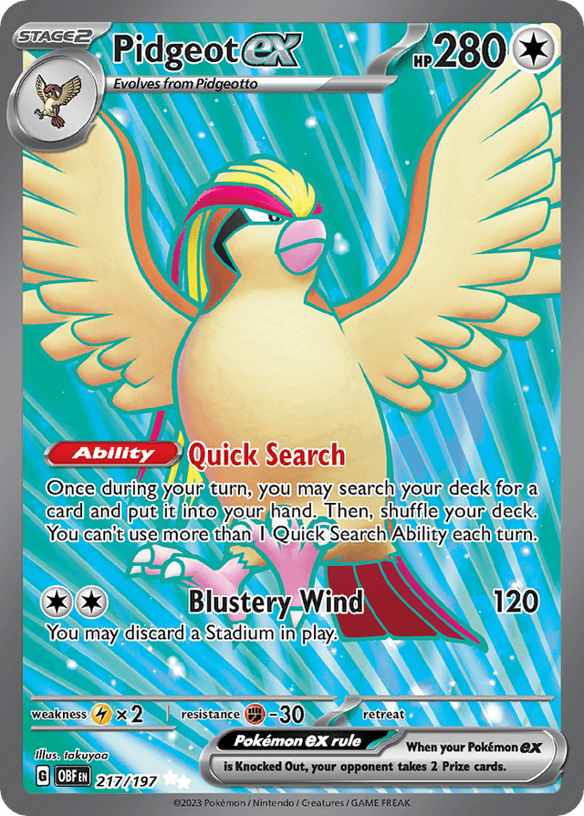 Carta Pidgeot ex 217/197 do set Obsidian Flames — Pokémon TCG | Bynx