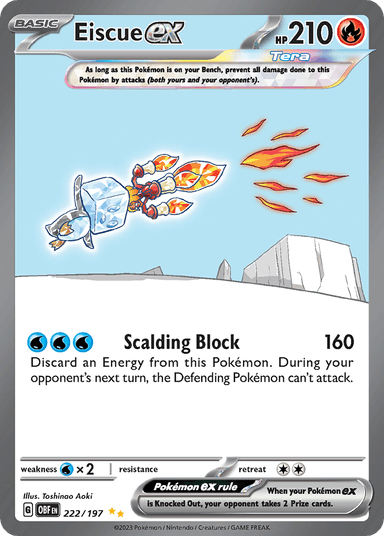 Carta Eiscue ex 222/197 do set Obsidian Flames — Pokémon TCG | Bynx