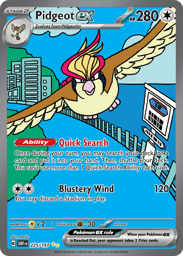 Carta Pidgeot ex 225/197 do set Obsidian Flames — Pokémon TCG | Bynx