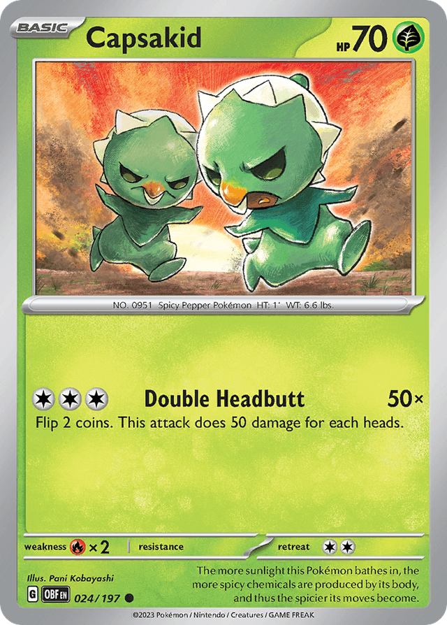 Carta Capsakid 24/197 do set Obsidian Flames — Pokémon TCG | Bynx