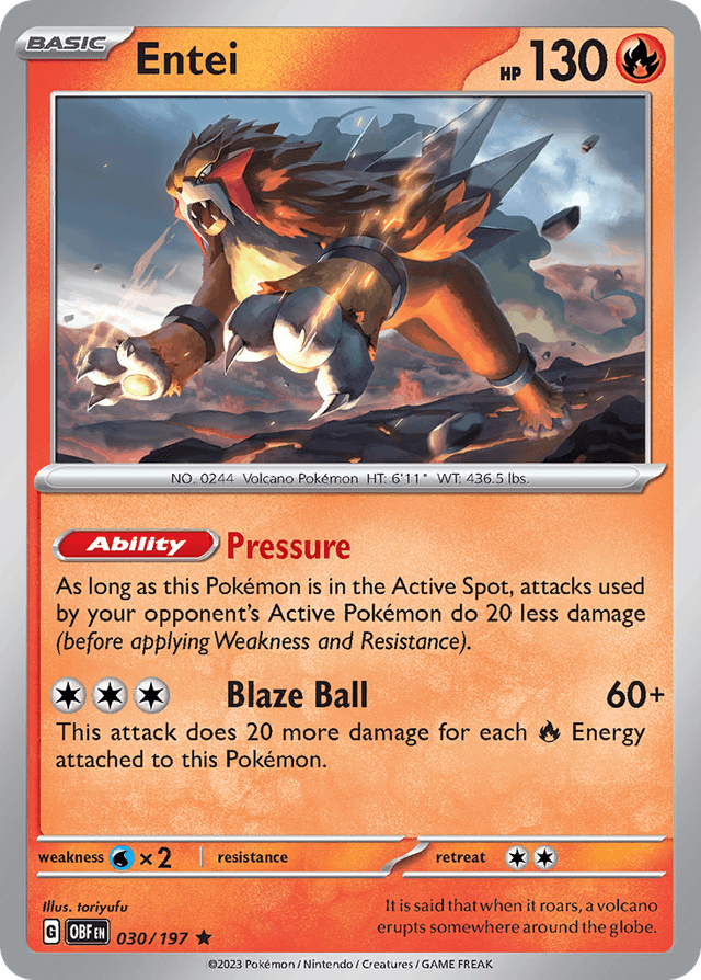 Carta Entei 30/197 do set Obsidian Flames — Pokémon TCG | Bynx