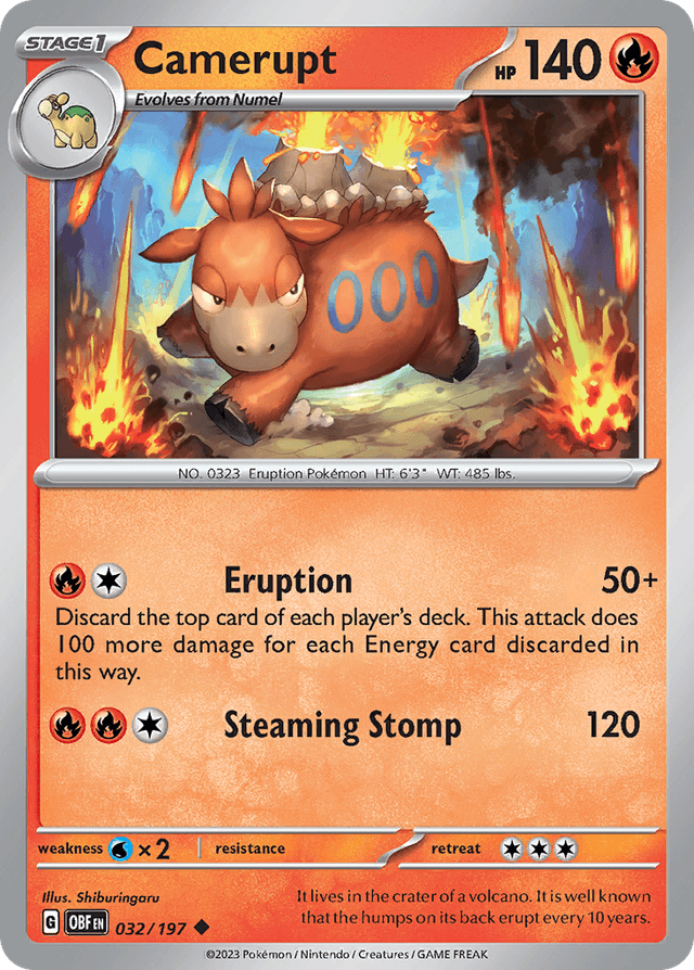 Carta Camerupt 32/197 do set Obsidian Flames — Pokémon TCG | Bynx