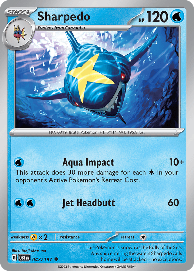 Carta Sharpedo 47/197 do set Obsidian Flames — Pokémon TCG | Bynx