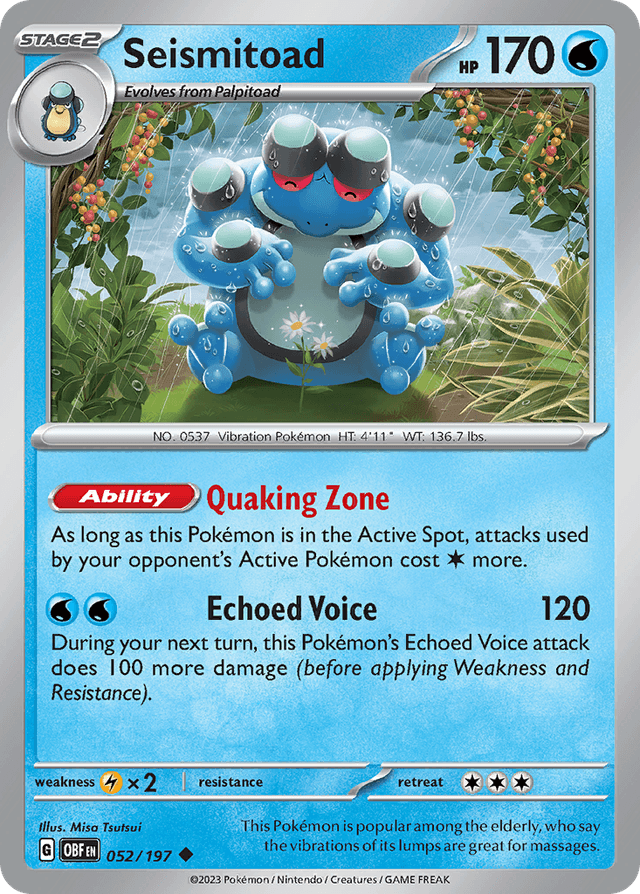 Carta Seismitoad 52/197 do set Obsidian Flames — Pokémon TCG | Bynx