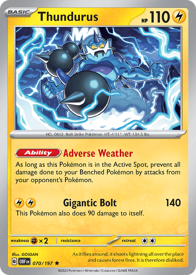 Carta Thundurus 70/197 do set Obsidian Flames — Pokémon TCG | Bynx