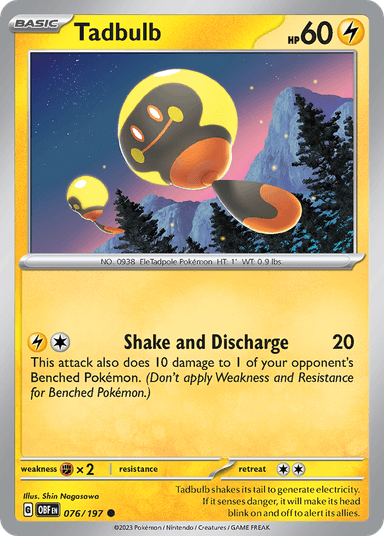 Carta Tadbulb 76/197 do set Obsidian Flames — Pokémon TCG | Bynx