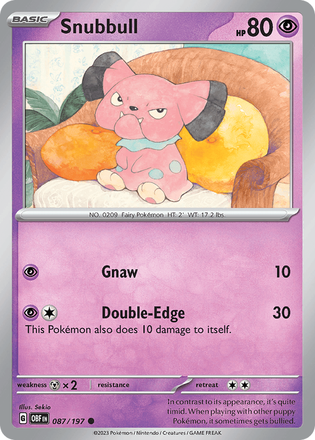 Carta Snubbull 87/197 do set Obsidian Flames — Pokémon TCG | Bynx