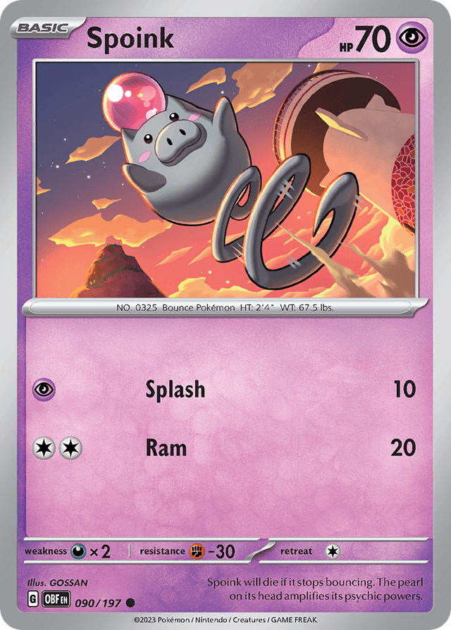 Carta Spoink 90/197 do set Obsidian Flames — Pokémon TCG | Bynx