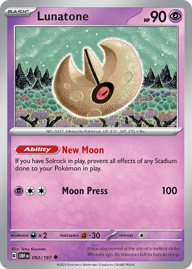 Carta Lunatone 92/197 do set Obsidian Flames — Pokémon TCG | Bynx