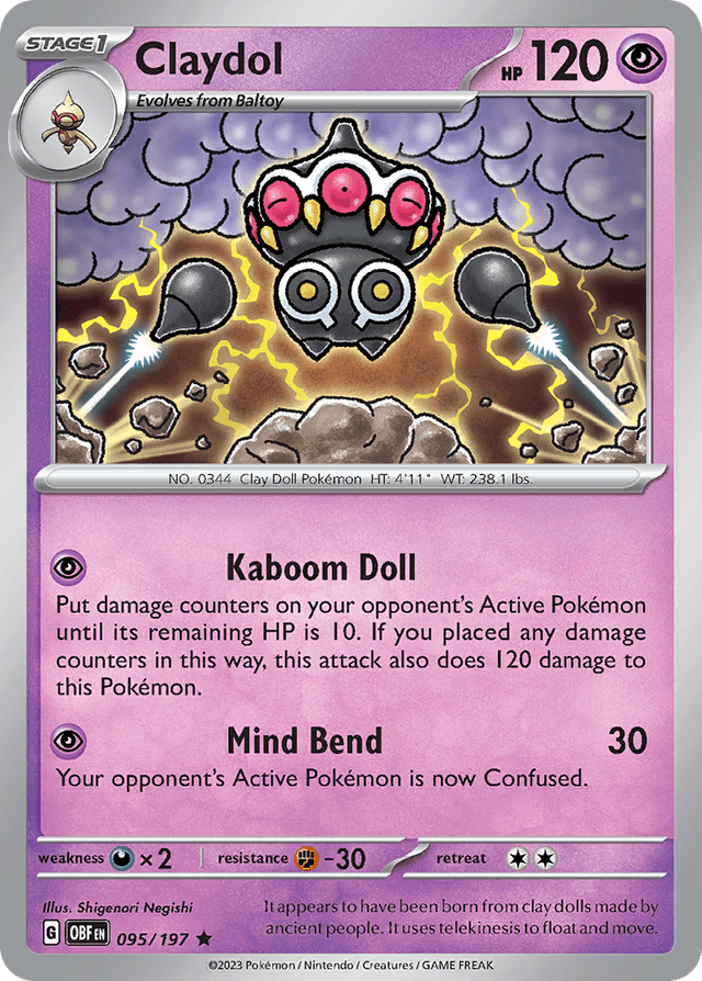Carta Claydol 95/197 do set Obsidian Flames — Pokémon TCG | Bynx