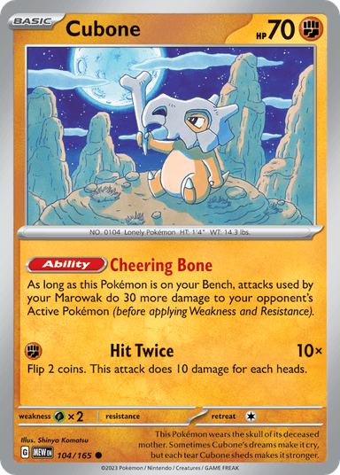 Carta Cubone 104/165 do set 151 — Pokémon TCG | Bynx