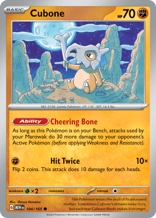 Carta Cubone 104/165 do set 151 — Pokémon TCG | Bynx