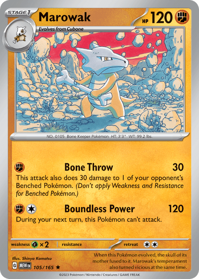 Carta Marowak 105/165 do set 151 — Pokémon TCG | Bynx
