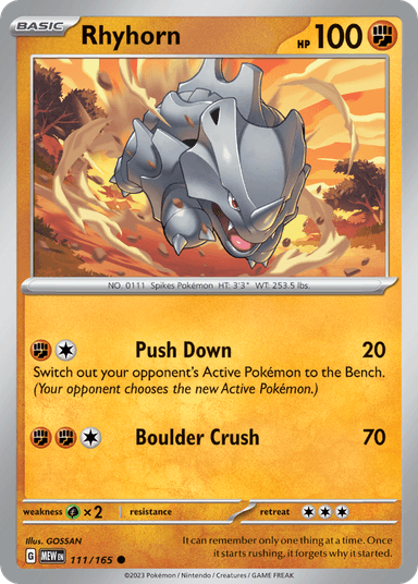 Carta Rhyhorn 111/165 do set 151 — Pokémon TCG | Bynx