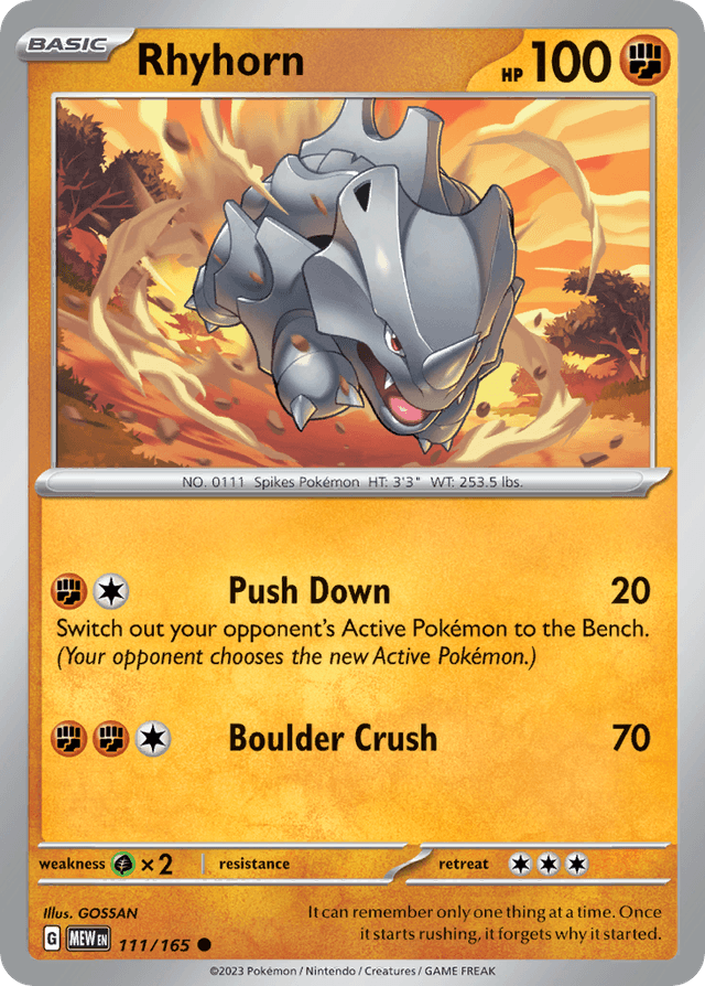 Carta Rhyhorn 111/165 do set 151 — Pokémon TCG | Bynx