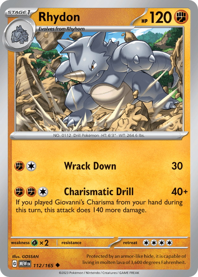 Carta Rhydon 112/165 do set 151 — Pokémon TCG | Bynx