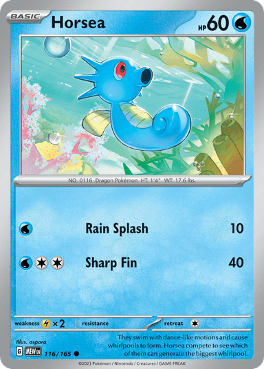 Carta Horsea 116/165 do set 151 — Pokémon TCG | Bynx