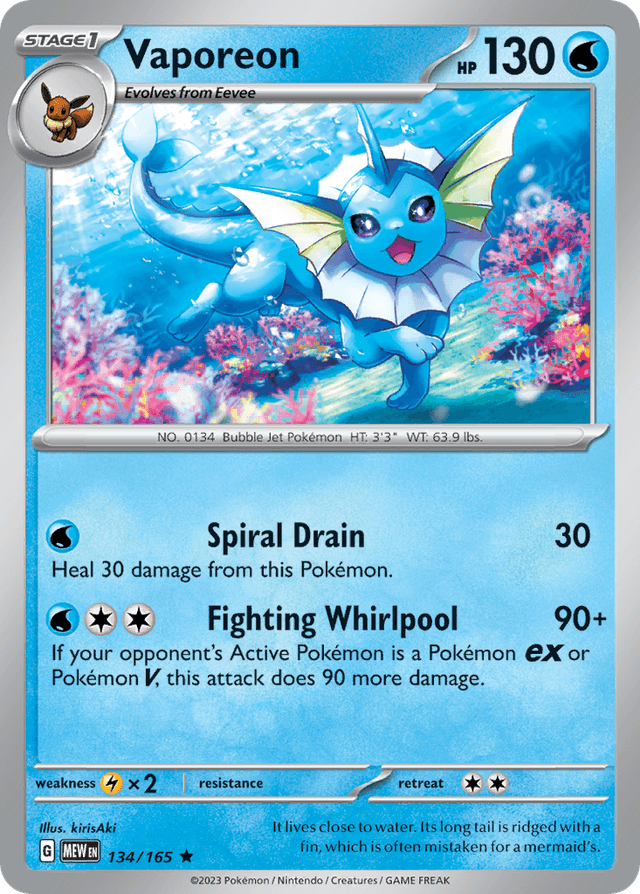 Carta Vaporeon 134/165 do set 151 — Pokémon TCG | Bynx