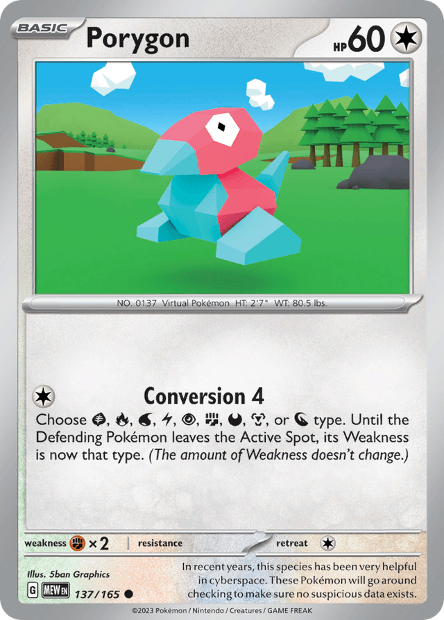 Carta Porygon 137/165 do set 151 — Pokémon TCG | Bynx