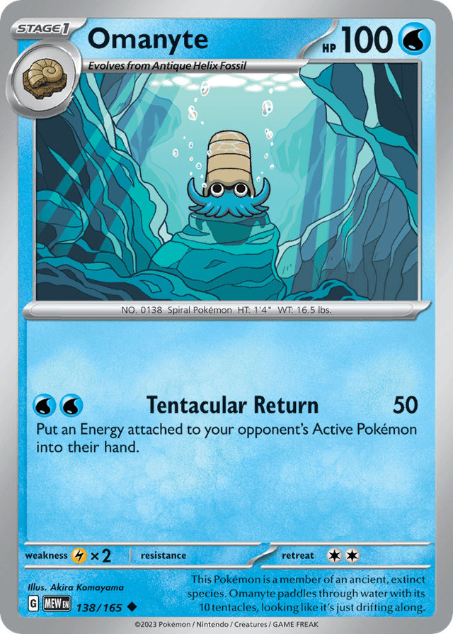 Carta Omanyte 138/165 do set 151 — Pokémon TCG | Bynx