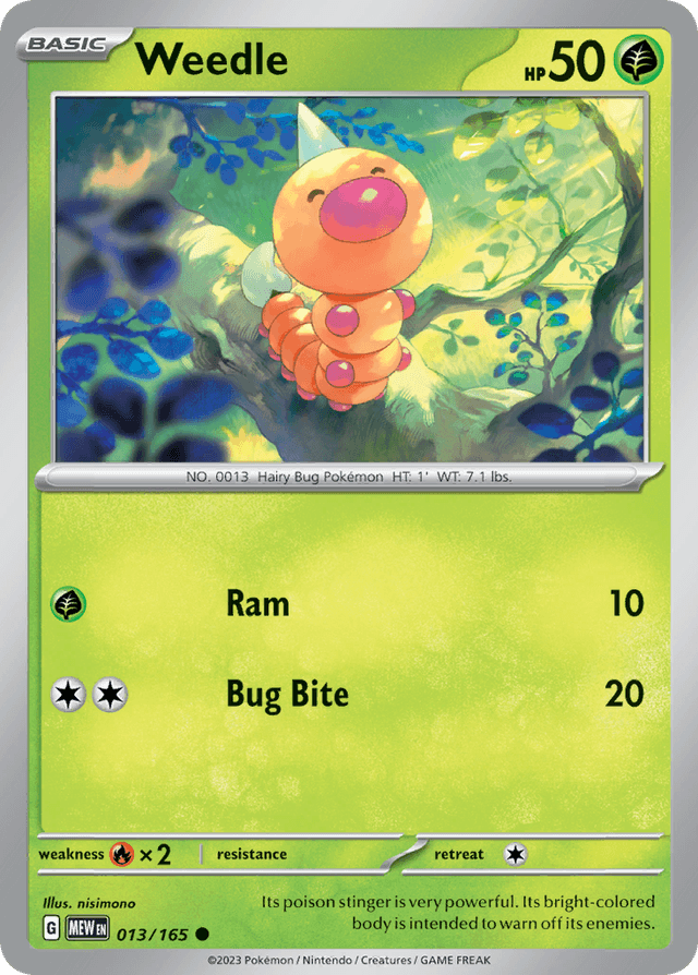 Carta Weedle 13/165 do set 151 — Pokémon TCG | Bynx