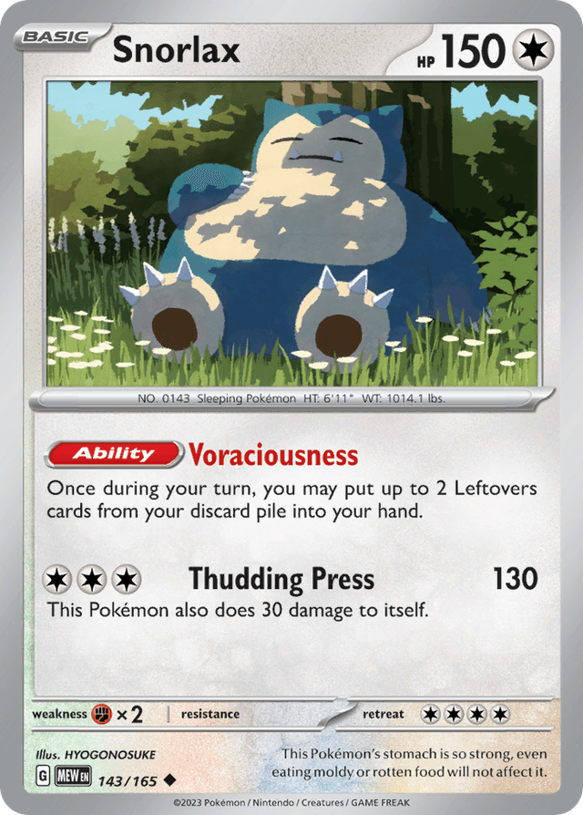 Carta Snorlax 143/165 do set 151 — Pokémon TCG | Bynx
