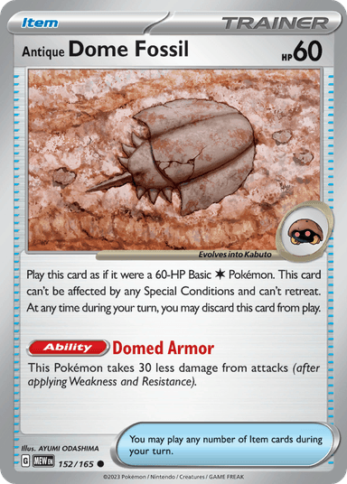 Carta Antique Dome Fossil 152/165 do set 151 — Pokémon TCG | Bynx