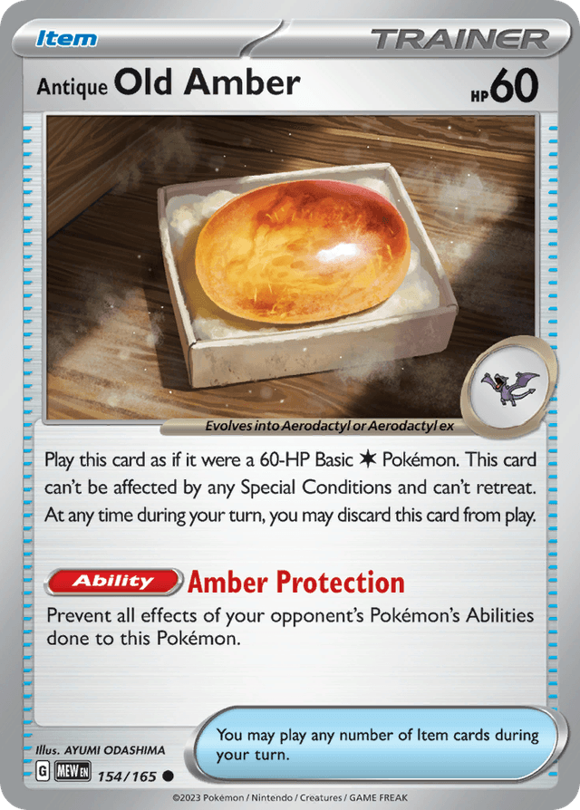 Carta Antique Old Amber 154/165 do set 151 — Pokémon TCG | Bynx