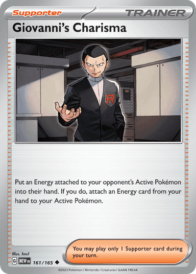 Carta Giovanni's Charisma 161/165 do set 151 — Pokémon TCG | Bynx